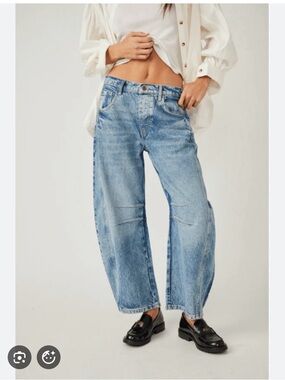 Free People Light Blue Barrell Wide-Leg Jeans